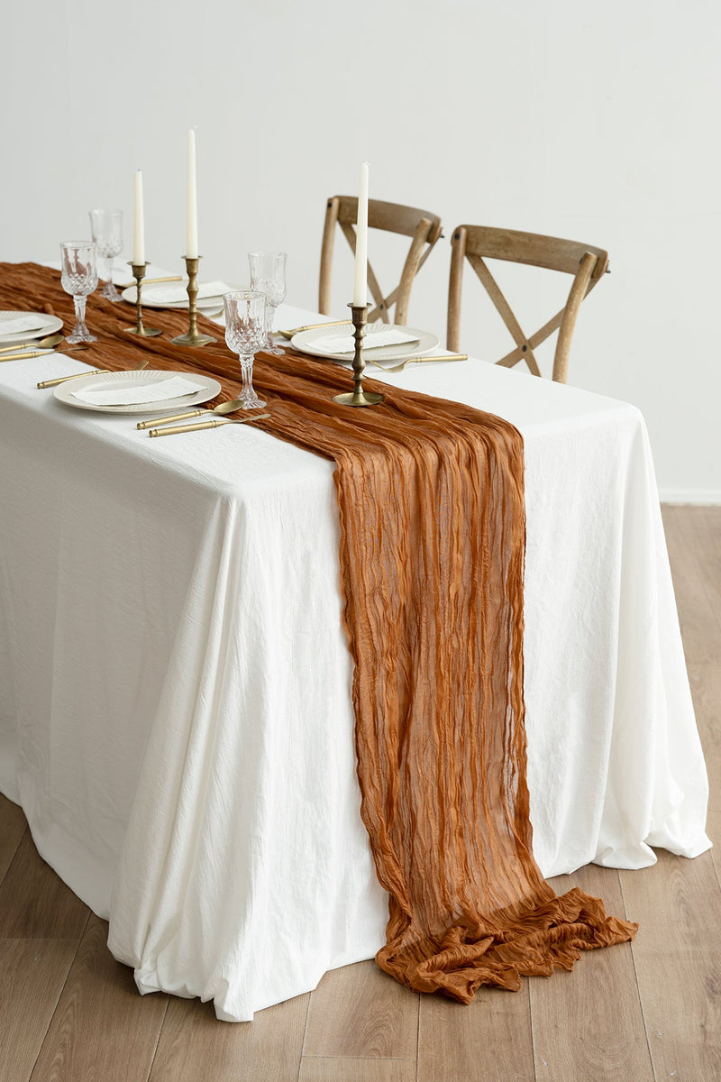 Cheesecloth Table Runner  Napkin Set - Sunset Terracotta