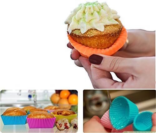 Reusable Silicone Cupcake Liners - 36 Pack Non-Stick Cake Molds for Baking