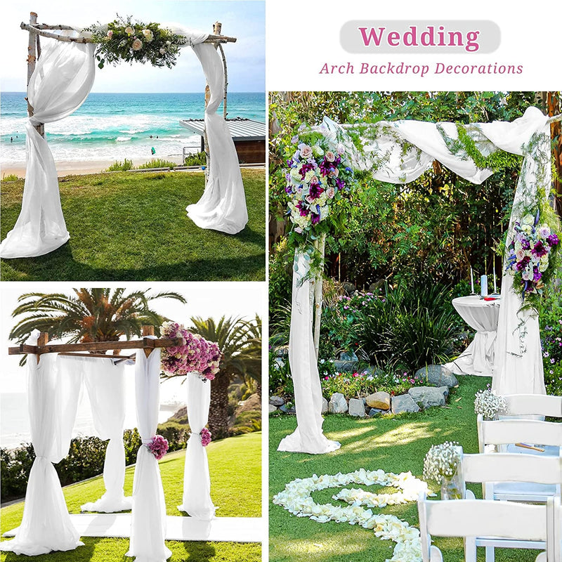 Chiffon Wedding Arch Draping Fabric - 20Ft White Sheer Backdrop - 4 Panels for Ceremony or Party Decoration