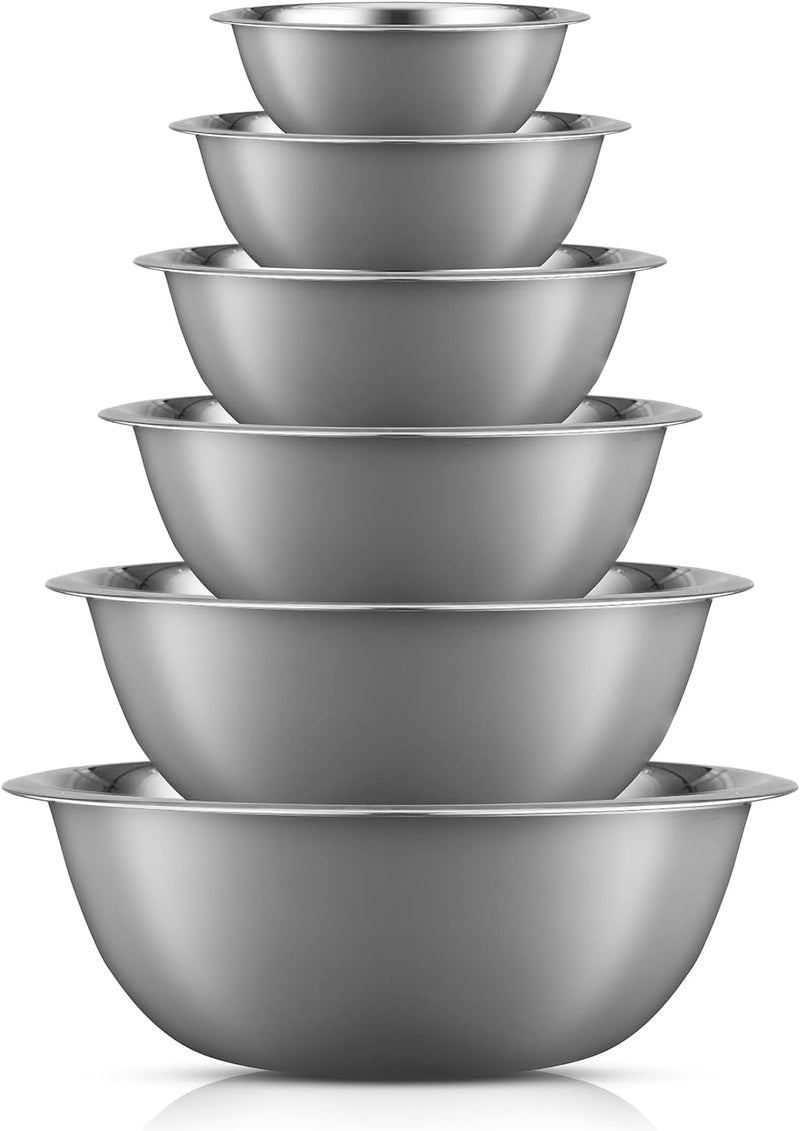 JoyJolt Stainless Steel Mixing Bowl Set of 6 - Large to Small Sizes for Kitchen and Baking Needs