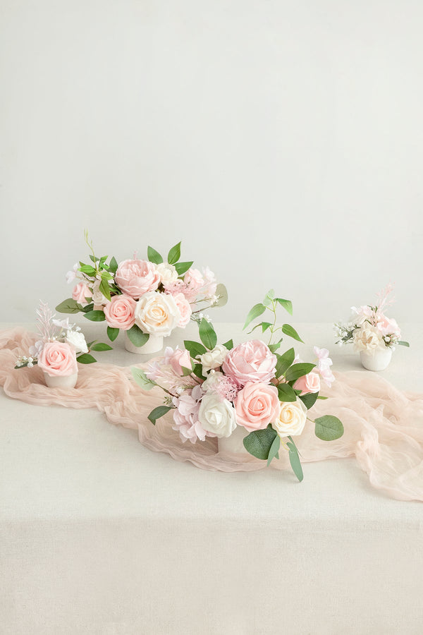 Blush  Cream Assorted Floral Centerpiece Set