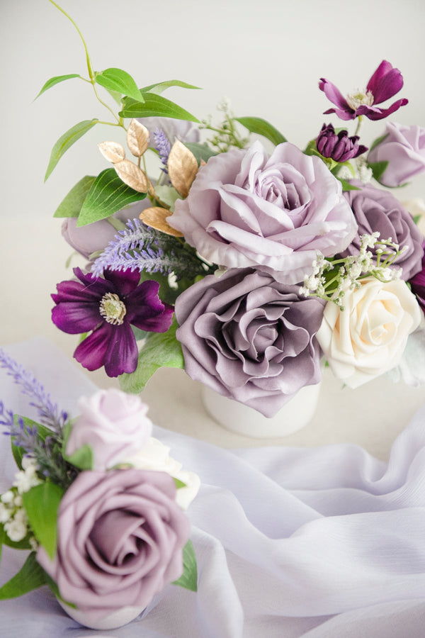 Floral Centerpiece Set - Lilac  Gold Assorted
