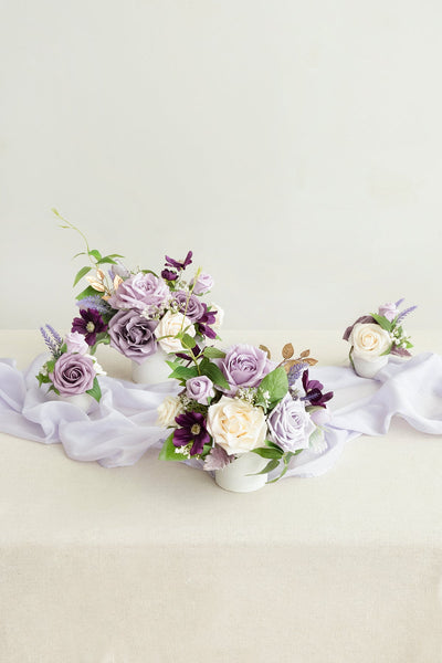 Assorted Floral Centerpiece Set in Lilac & Gold