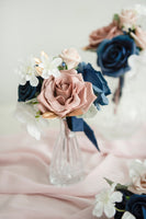 Mini Premade Flower Centerpiece Set in Dusty Rose & Navy