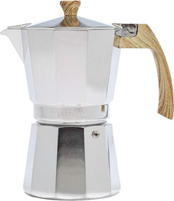 Primula Aluminum Stove Top Espresso Maker, Percolator Pot for Moka, Cuban Coffee, Cappuccino, Latte and More, Perfect for Camping, 6 Cup, Black