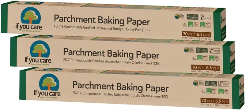 Unbleached Silicone Parchment Paper - 70 Sq Ft Roll Greaseproof Standard Size for 13 Inch Pans