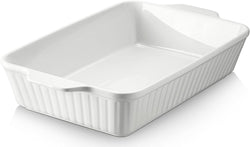 DOWAN 9x13 Ceramic Casserole Dish - 135 oz Deep Baking Pan with Handles Oven Safe White