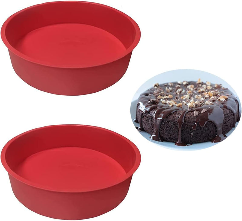 Non-Stick Silicone Cake Pans Set - 8 Inches 2 Pack for Baking