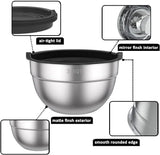 TAEVEKE 7PCS Mixing Bowls with Lids Set, Stainless Steel Nesting Mixing Bowl Set for Baking, Mixing, Serving & Prepping, Set of 7-5, 3.5, 2.5, 2, 1.5, 1, 0.67QT (Black)