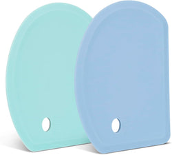 Silicone Dough Scraper with Stainless Steel Edge - Baking and Sourdough Bread Set Blue  Mint Green