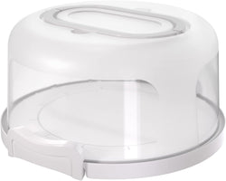 Top Shelf Elements Round Cake Carrier - 2-in-1 Cake Holder and Serving Tray with Handle - Fits 10 inch Cakes and Pies White