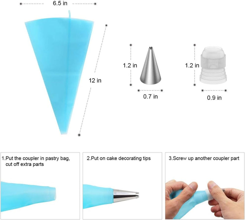 Kootek Cake Decorating Kit with Turntable Tips Spatula Smoother Piping Bag Leveler and Coupler Set