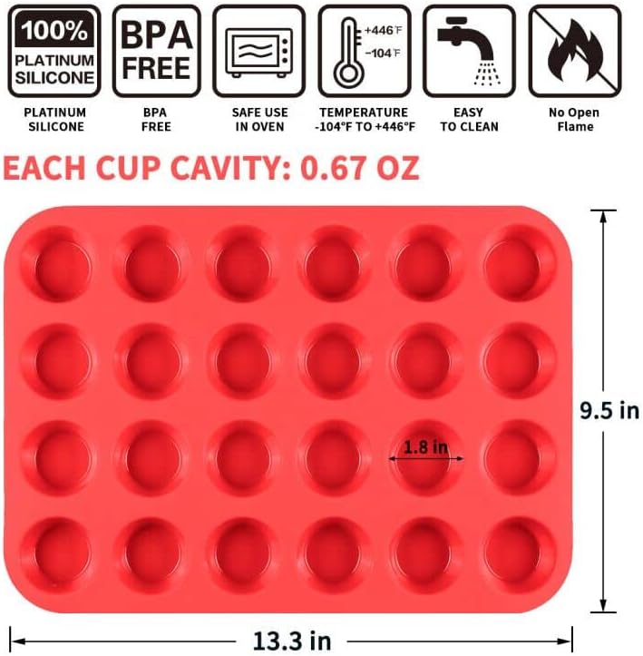 Nonstick Silicone Muffin Pan - BPA Free 12 Cupcake Mold - Regular Size