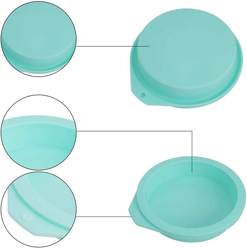 Staruby 6-Pack Silicone Cake Molds 4 Round and Resin Coaster Molds Set - Green