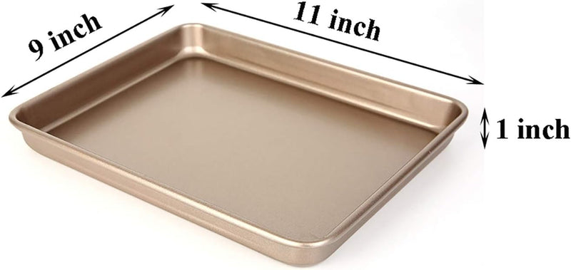 Walooza 11 Baking Sheets Pan Nonstick Set of 2 - Deep 1 Size Non-Toxic and Heavy Duty Bakeware for Toaster Ovens - Easy to Clean