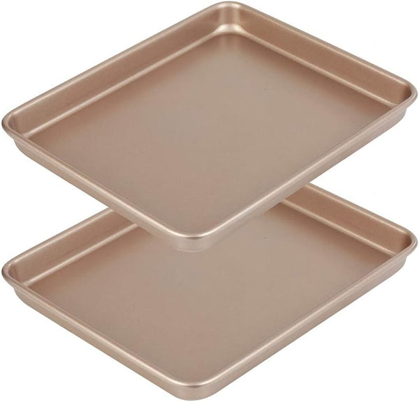 Walooza 11 Baking Sheets Pan Nonstick Set of 2 - Deep 1 Size Non-Toxic and Heavy Duty Bakeware for Toaster Ovens - Easy to Clean