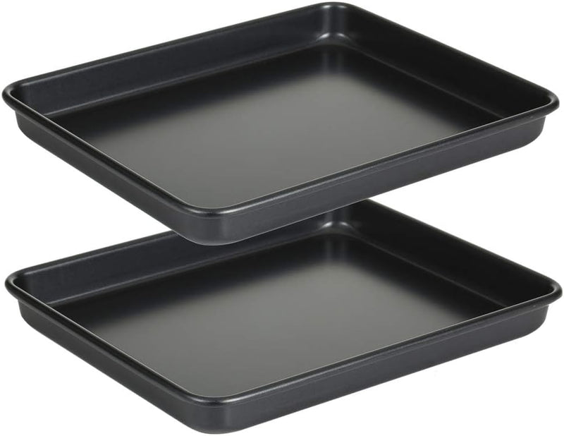 Walooza 11 Baking Sheets Pan Nonstick Set of 2 - Deep 1 Size Non-Toxic and Heavy Duty Bakeware for Toaster Ovens - Easy to Clean