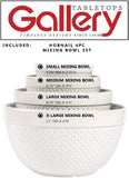 Tabletops Gallery Hobnail Style 4 Piece Classic White Stoneware Nesting Mixing Bowl Set for Baking and Cooking