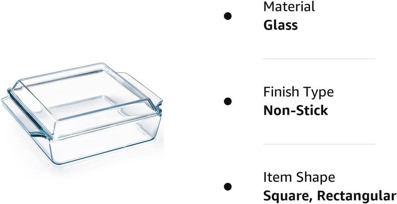 Mini Glass Casserole Dish with Lid - Single Serving Microwave Bakeware 57in x 7in