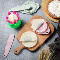 5 Pieces Bun Maker Bun Dumpling Maker Steam Filled Plastic Mold and Filling Spoon Cooking Tool Set for Kids Learning to Make Delicious Bun and Dumplings(Green, Pink)