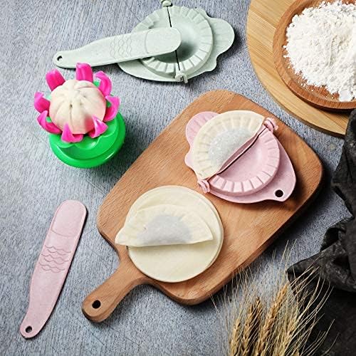 Bun and Dumpling Maker Set with Cooking Tools for Kids - GreenPink