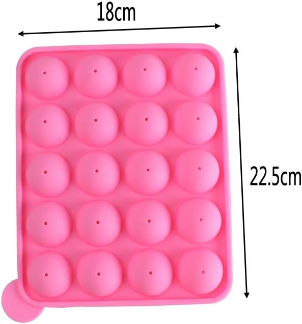 20-Cavity Silicone Cake Pop Mold with Sticks - Pink