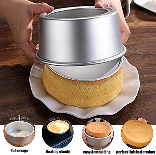 EXGOX 2 Pack 4 Non-Stick Aluminum Cake Pan with Removable Base - WeddingBirthdayChristmas Round Tin Set