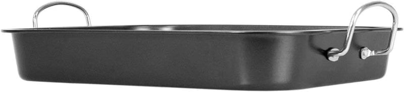 Deluxe Non Stick Roasting Pan with Rack and Handles - 145 x 115 - Black