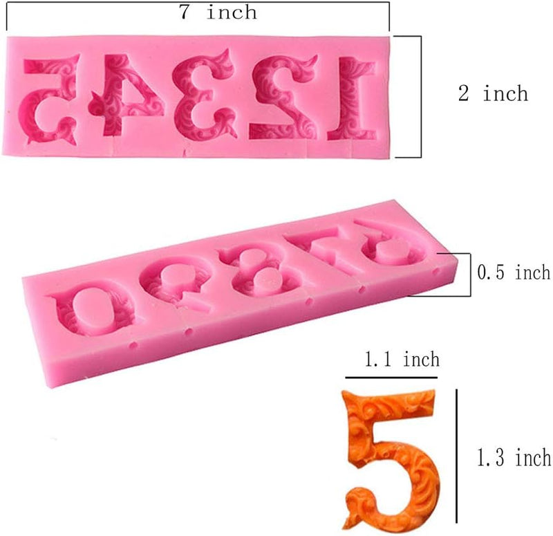 3D Silicone Number Mold with Stick Hole for Cake Decorating - Birthday Baking Fondant Chocolate - OBTANIM