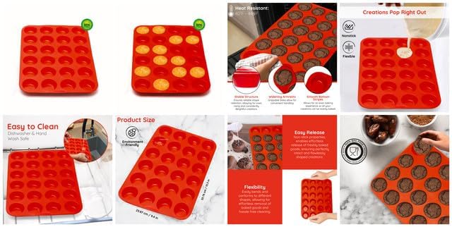 Silicone Muffin Pans - 6 Cup Jumbo Set of 2 Professional Use