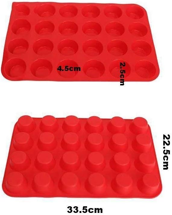 Qtopun 4 Pack Silicone Mini Muffin Pan 24 Cup Baking Mold Multi Color