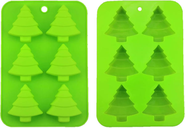 6 Cavity Christmas Tree Silicone Mold - Baking  Soap Molds - 2 PCS