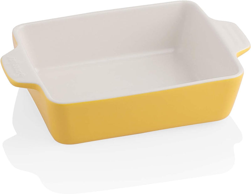 Ceramic Baking Dish with Double Handles 22oz - Small Rectangular Pan for Cooking Brownies and More