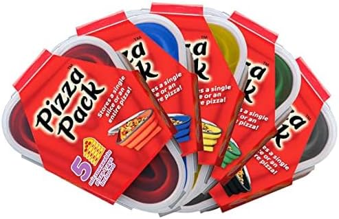 The Perfect Pizza Pack - Reusable Pizza Storage Container with 5 Microwavable Trays - BPA-Free Organizer for Space-Saving Red