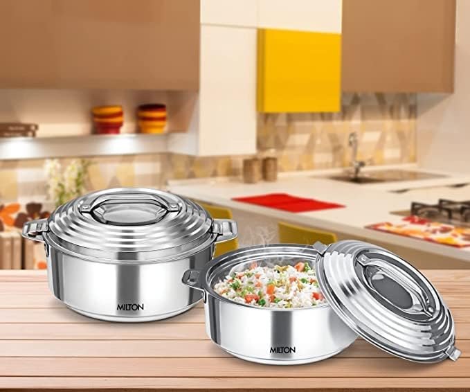 Insulated Stainless Steel Casserole - Thermal Serving Bowl for Hot and Cold Food - 2500 ml Capacity - Silver