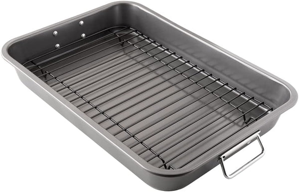 Deluxe Carbon Steel Roasting Pan with Rack - 185 x 145-Inch