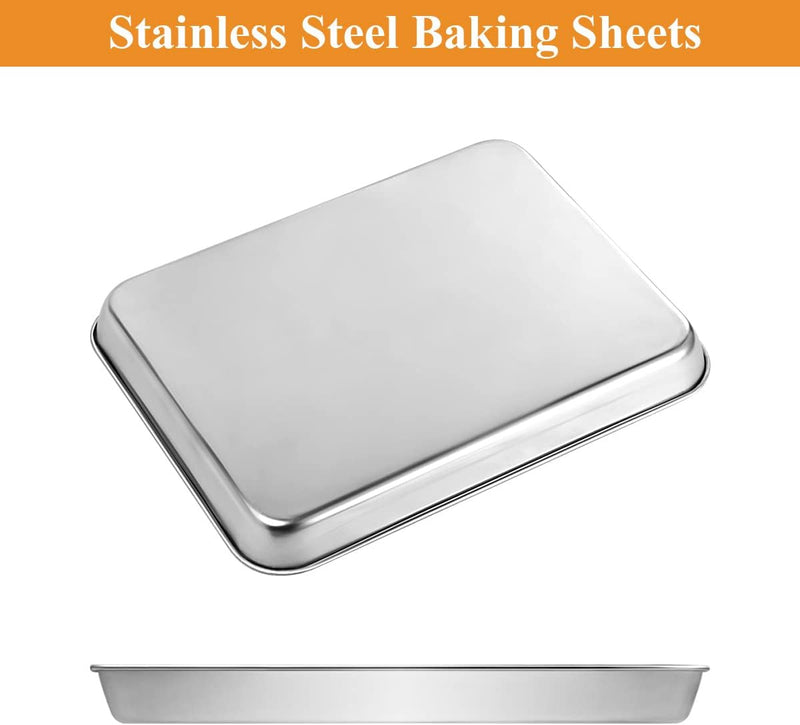 Stainless Steel Baking Sheet Set - 2 Pack Non-Toxic  Heavy Duty Mirror Finish 12x10x1 Dishwasher Safe