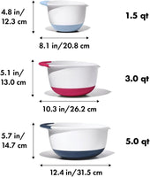 OXO,plastic Good Grips 3-Piece Mixing Bowl Set – Blueberry, Jam & Seltzer Handles,4.7 LITERS, Large