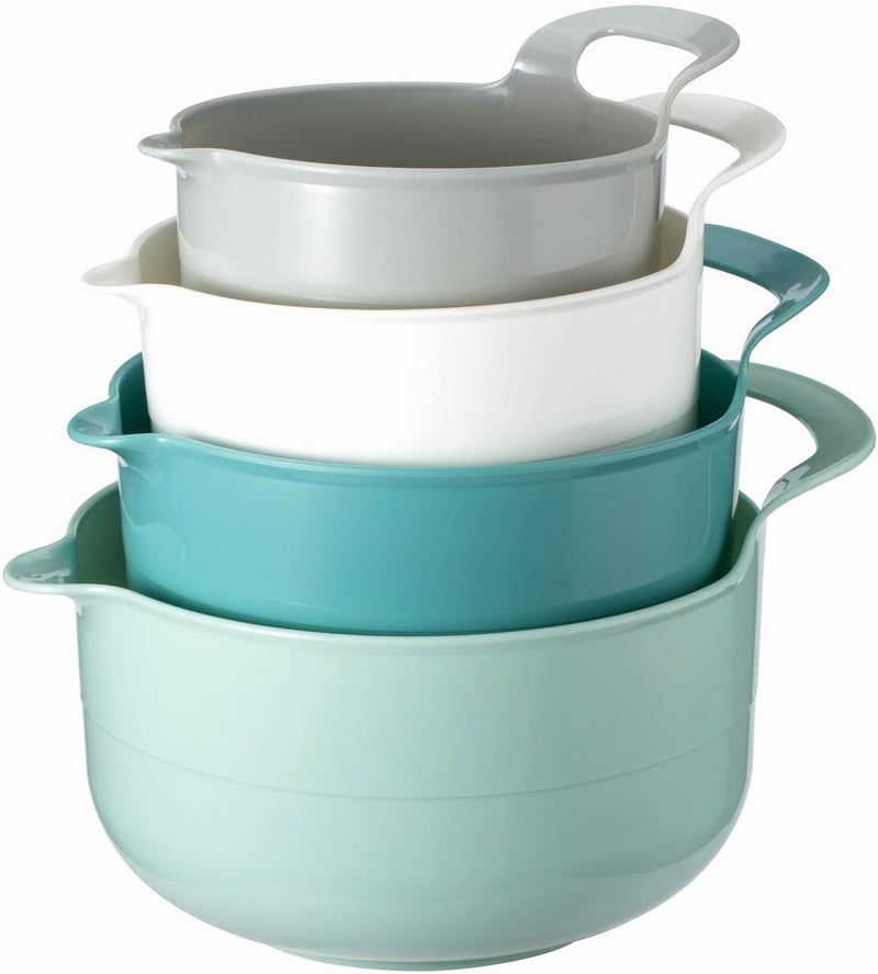 4-Piece Nesting Mixing Bowl Set - Blue Ombre - with Spouts and Handles