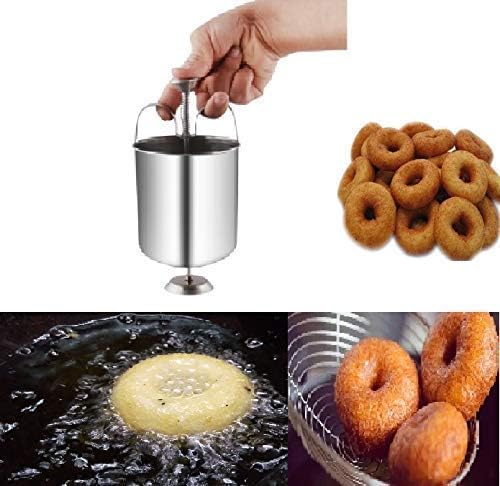Stainless Steel Medu Vada Maker with Dispenser Mould - South Indian Utensil for Perfectly Shaped Crispy Donuts