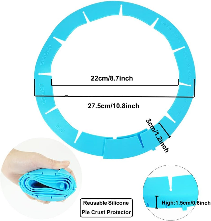 Adjustable Pie Crust Shield Protector - Silicone Baking Cover for Halloween Christmas Parties - Fits 8-115 Inches Pies