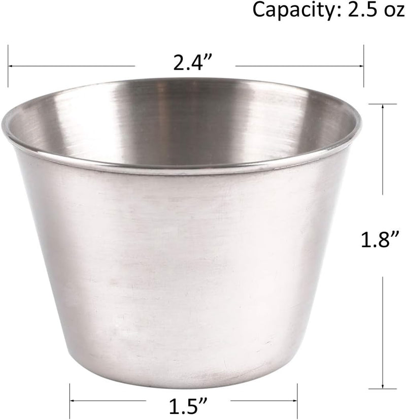 Artcome 14-Piece Stainless Steel Condiment Cups for Dipping and Portioning 25 oz