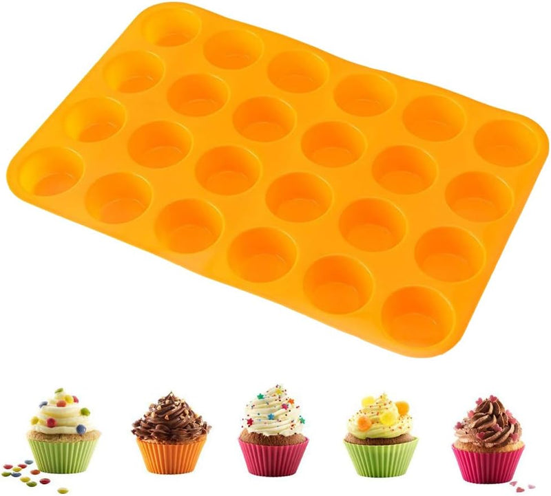 Qtopun 4 Pack Silicone Mini Muffin Pan 24 Cup Baking Mold Multi Color