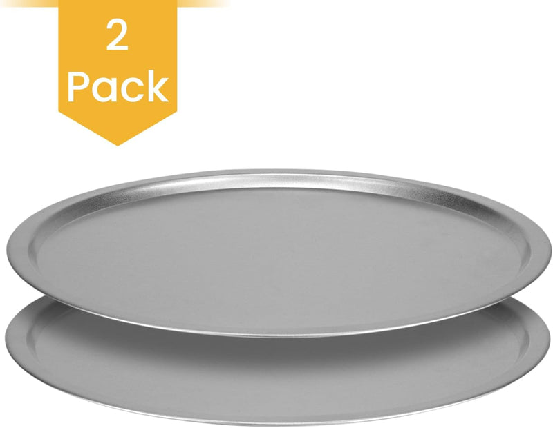 DecorRack Non-Stick Pizza Pans - 2 Pack 13 Inches Round Baking Tray and Serving Sheet
