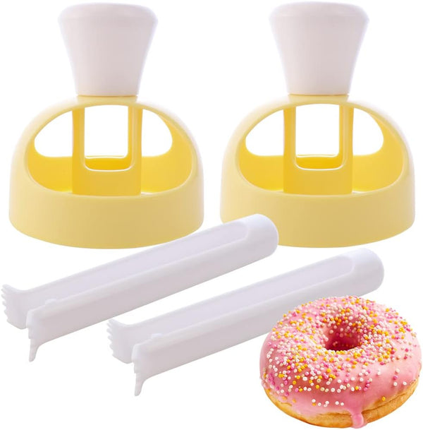 HengKe 2 Pack Donut Cutters with Dipping Pliers and Baking Mould