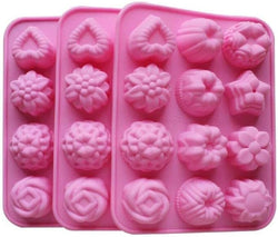 12-Hole Silicone Mold Set for Baking and Desserts - Flower Heart Design