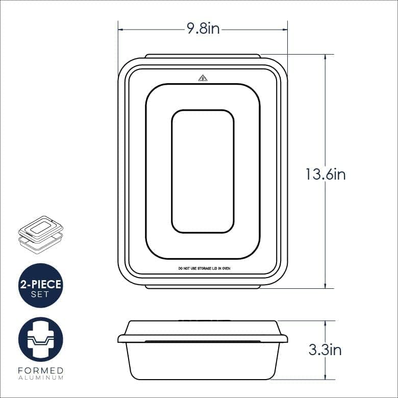 Natural Aluminum Cake Pan with Lid - Rectangle Silver 9x13