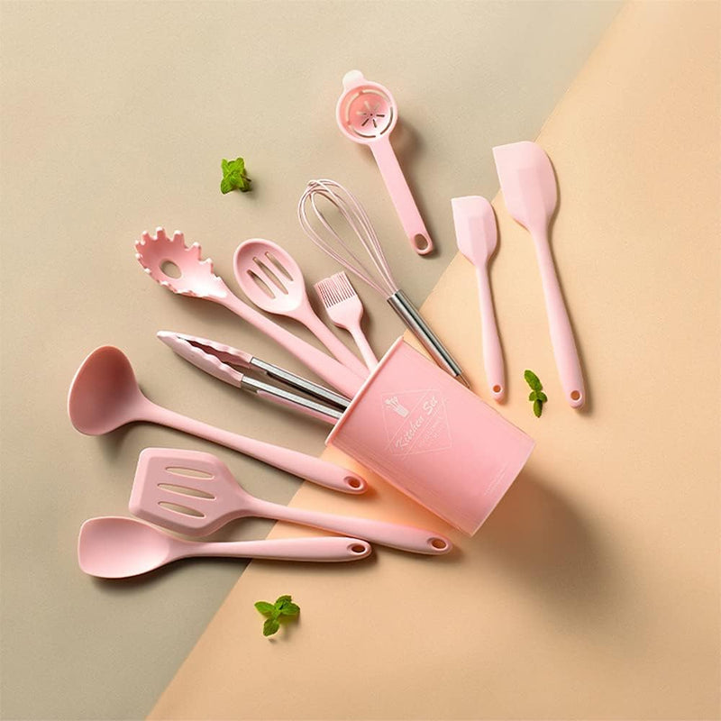 12-Piece Silicone Cooking Utensil Set - Dishwasher Safe  Heat Resistant 392F - Nonstick Kitchen Utensils for Cookware