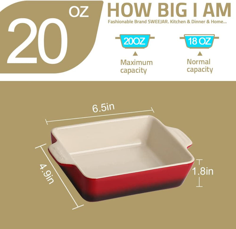 Ceramic Baking Dish with Double Handles 22oz - Small Rectangular Pan for Cooking Brownies and More