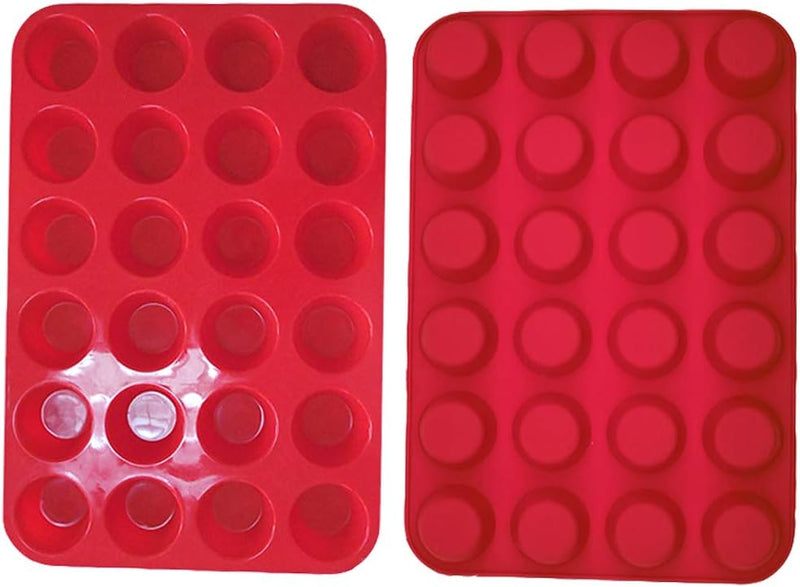 Qtopun 4 Pack Silicone Mini Muffin Pan 24 Cup Baking Mold Multi Color